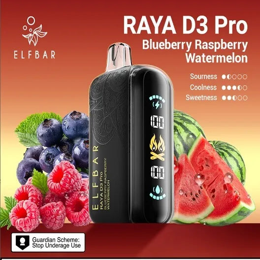 Elf Bar Raya D3 Pro 30K Blueberry Raspberry Watermelon - Vape Shop Bengaluru