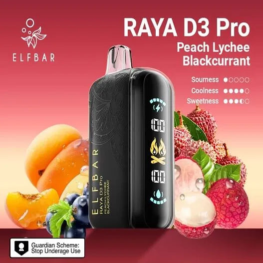 Elf Bar Raya D3 Pro 30 K – Peach Lychee Blackcurrant - Vape Shop Bengaluru