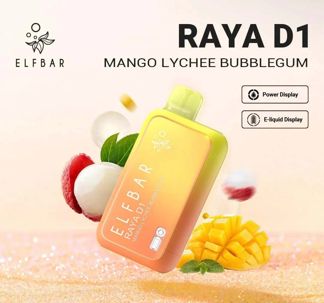 ELF BAR RAYA D1 – Mango Lychee Bubblegum - Vape Shop Bengaluru